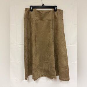 NEW NORTHSTYLE FAUX SUEDE PANELED SKIRT CAMEL LARGE